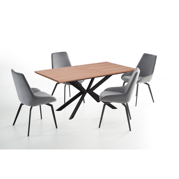 Stół LEGARTO rozkładany blat - dąb naturalny, noga - czarny - Halmar