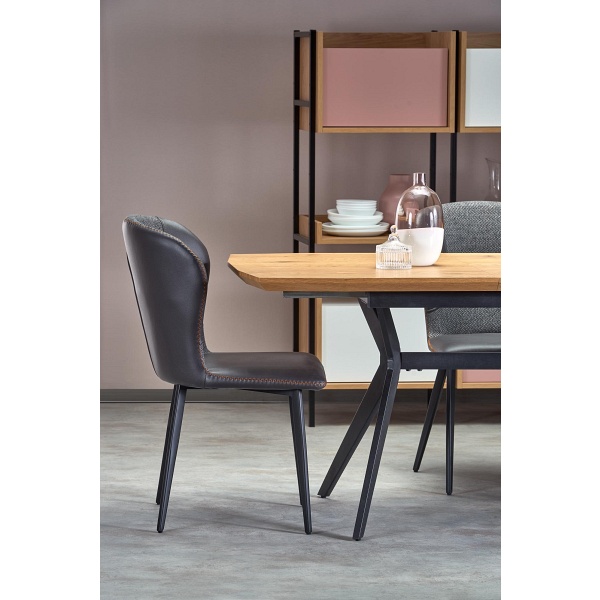 Stół GUSTAVO rozkładany blat - dąb złoty, nogi - czarny - Halmar