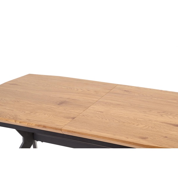 Stół GUSTAVO rozkładany blat - dąb złoty, nogi - czarny - Halmar