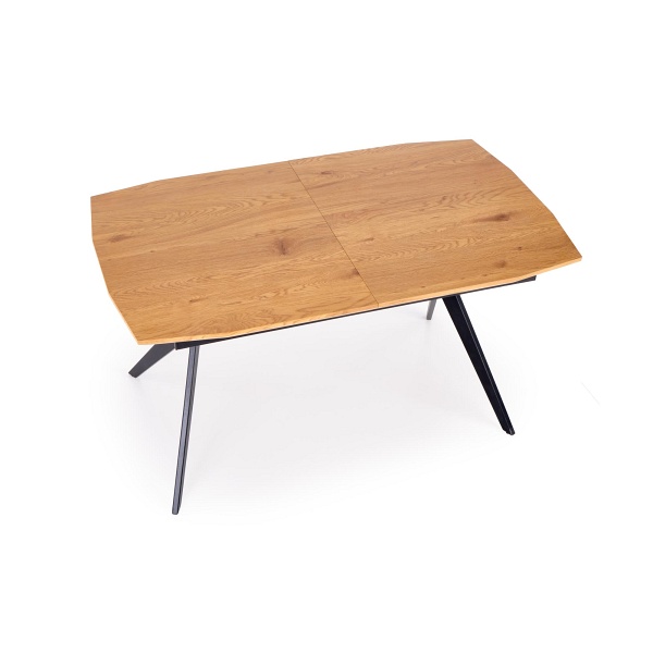 Stół GUSTAVO rozkładany blat - dąb złoty, nogi - czarny - Halmar