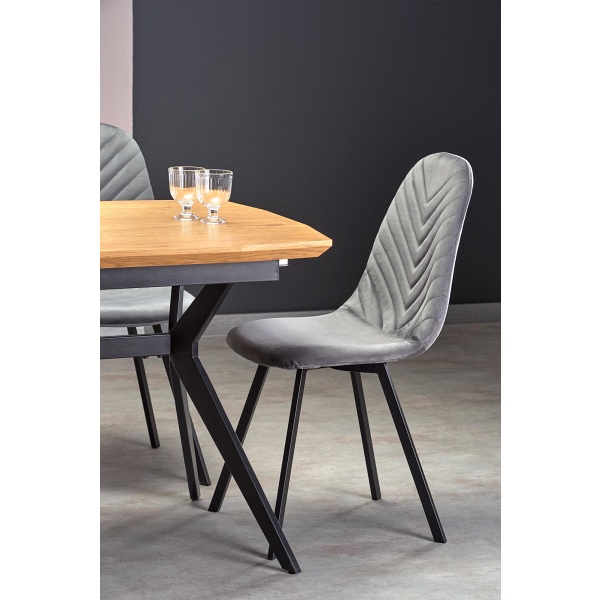 Stół GUSTAVO rozkładany blat - dąb złoty, nogi - czarny - Halmar