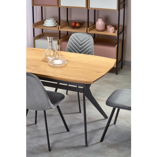 Stół GUSTAVO rozkładany blat - dąb złoty, nogi - czarny - Halmar