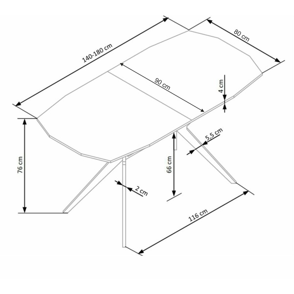 Stół GUSTAVO rozkładany blat - dąb złoty, nogi - czarny - Halmar