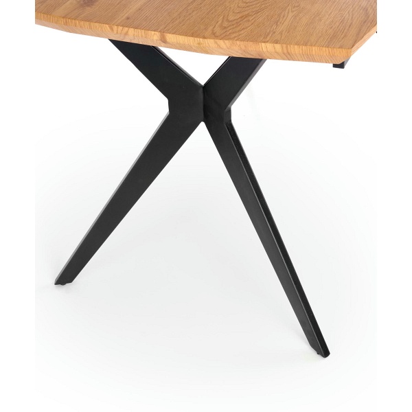 Stół GUSTAVO rozkładany blat - dąb złoty, nogi - czarny - Halmar