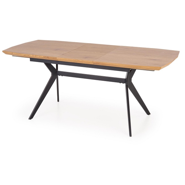 Stół GUSTAVO rozkładany blat - dąb złoty, nogi - czarny - Halmar