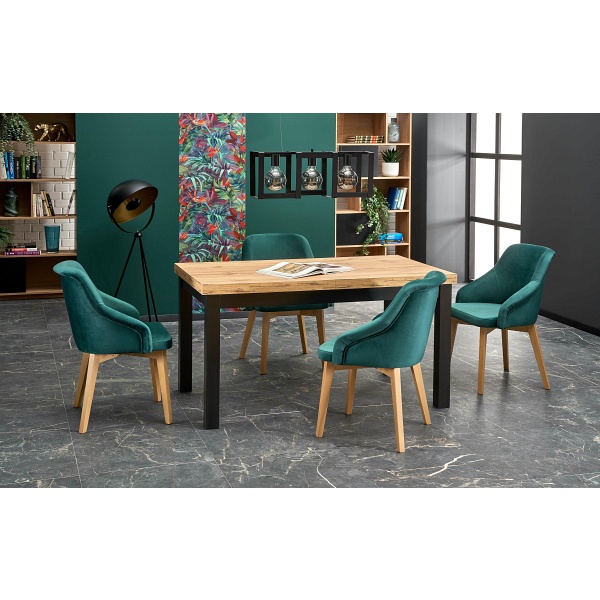 Stół TIAGO rozkładany 140-220/80 blat: dąb craft, nogi: czarny - Halmar