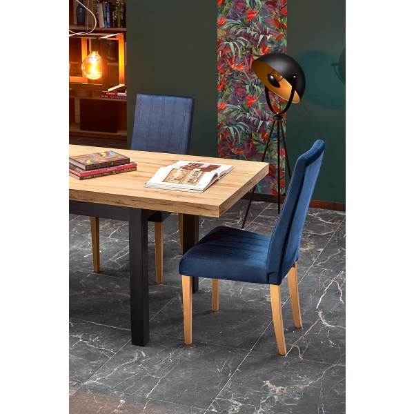 Stół TIAGO rozkładany 140-220/80 blat: dąb craft, nogi: czarny - Halmar