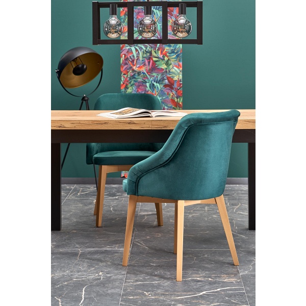 Stół TIAGO rozkładany 140-220/80 blat: dąb craft, nogi: czarny - Halmar