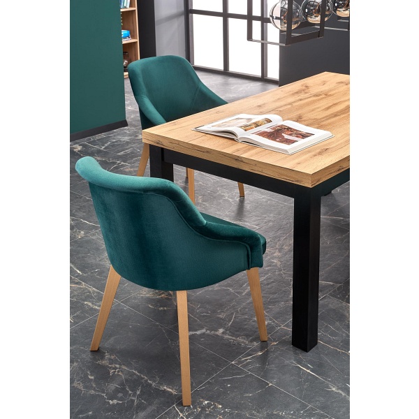 Stół TIAGO rozkładany 140-220/80 blat: dąb craft, nogi: czarny - Halmar