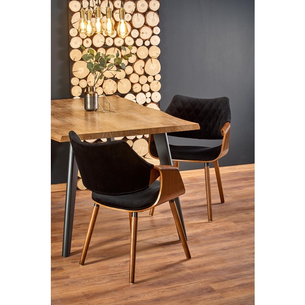 Stół DICKSON rozkładany 120-180/80 cm, blat - naturalny, nogi - czarny - Halmar