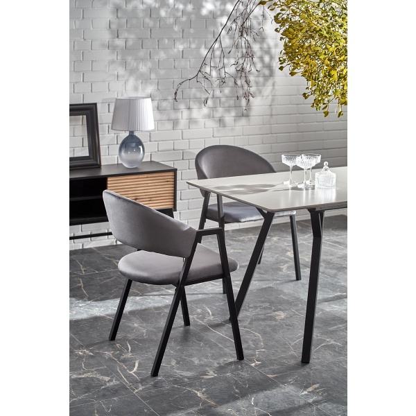 Stół BALROG 2 rozkładany blat - jasny popiel, nogi - czarny - Halmar