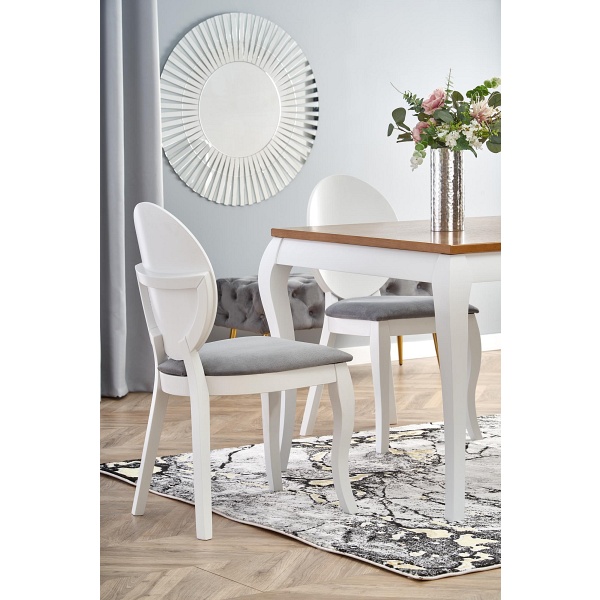 Stół WINDSOR rozkładany 160-240x90x76 cm kolor ciemny dąb/biały - Halmar