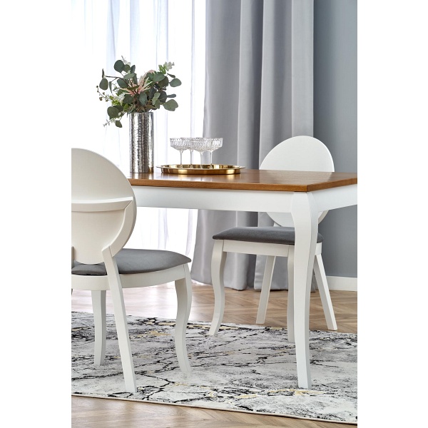 Stół WINDSOR rozkładany 160-240x90x76 cm kolor ciemny dąb/biały - Halmar