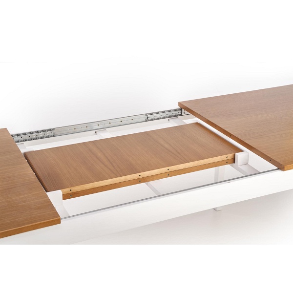 Stół WINDSOR rozkładany 160-240x90x76 cm kolor ciemny dąb/biały - Halmar