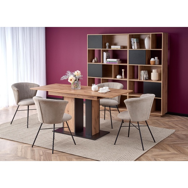 Stół DOLOMIT rozkładany dąb wotan - czarny - Halmar