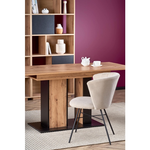 Stół DOLOMIT rozkładany dąb wotan - czarny - Halmar