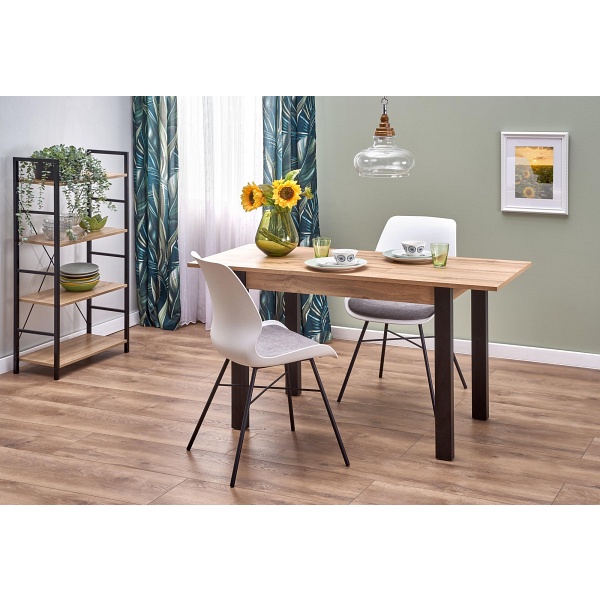 Stół GINO rozkładany blat - dąb wotan, nogi - czarny - Halmar