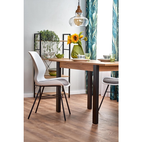 Stół GINO rozkładany blat - dąb wotan, nogi - czarny - Halmar