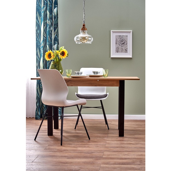 Stół GINO rozkładany blat - dąb wotan, nogi - czarny - Halmar