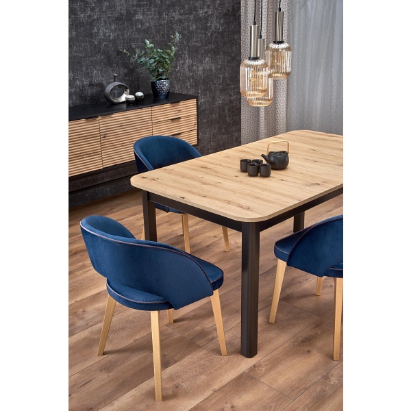 Stół FLORIAN rozkładany blat - dąb artisan, nogi - czarny - Halmar