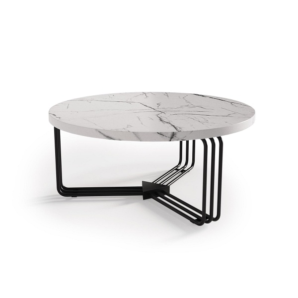Ława ANTICA blat - biały marmur, stelaż - czarny - Halmar