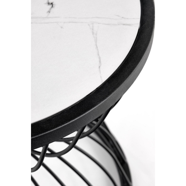 Ława KIM blat - biały marmur, stelaż - czarny - Halmar