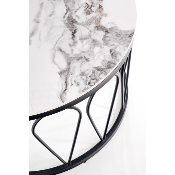 FORMOSA zestaw 2 ław, biały marmur / czarny - Halmar