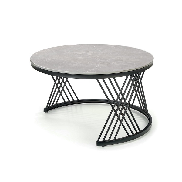 FLAMINGO zestaw 2 ław, popielaty marmur/ czarny - Halmar