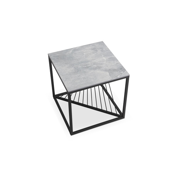 Ława INFINITY 2 KWADRAT, , popielaty marmur / czarny - Halmar