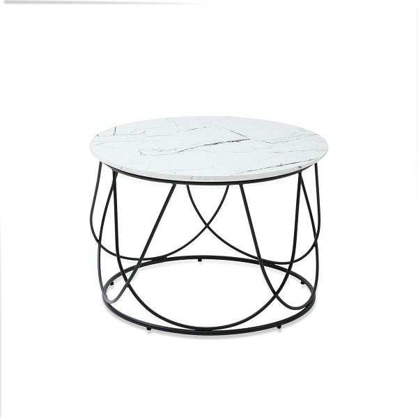 Ława NUBIRA stelaż - czarny, blat - biały marmur - Halmar
