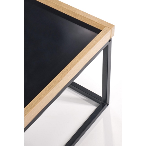 Ława VESPA blat naturalny, nogi: czarny - Halmar