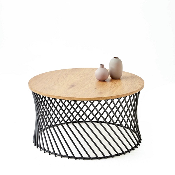 Ława MINERWA 2 blat - dąb złoty, stelaż - czarny - Halmar