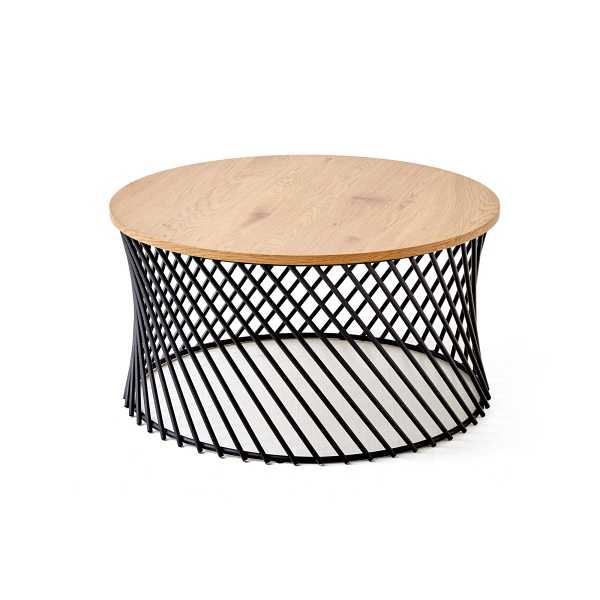 Ława MINERWA 2 blat - dąb złoty, stelaż - czarny - Halmar