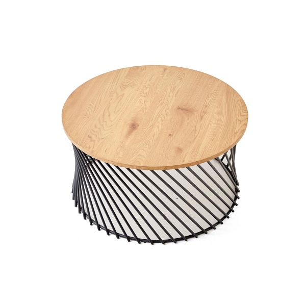 Ława MINERWA 2 blat - dąb złoty, stelaż - czarny - Halmar