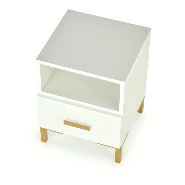 Szafka SILVIA nocna, biały - złoty - Halmar