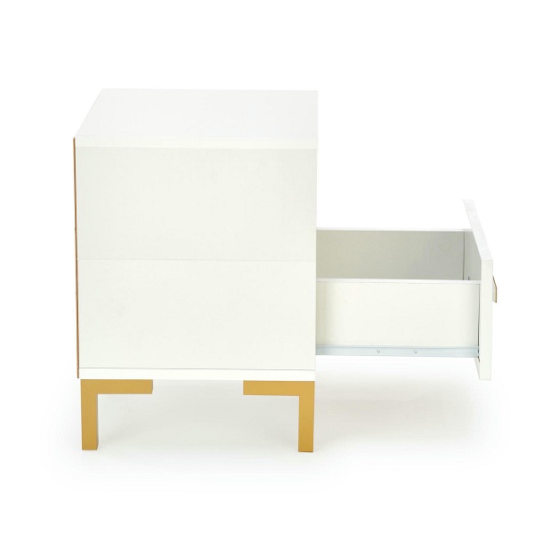 Szafka SILVIA nocna, biały - złoty - Halmar