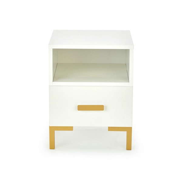 Szafka SILVIA nocna, biały - złoty - Halmar