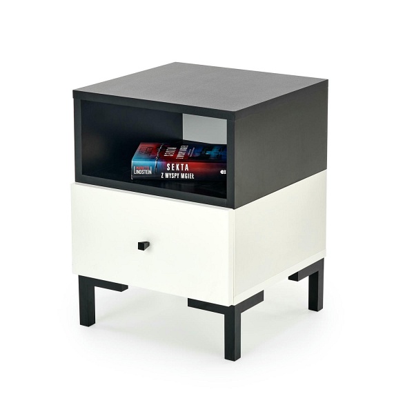 Szafka SILVIA nocna, biały - czarny - Halmar