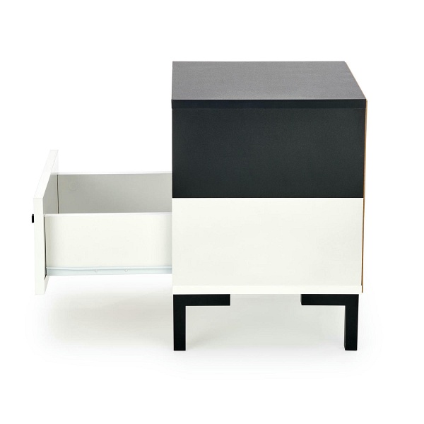 Szafka SILVIA nocna, biały - czarny - Halmar