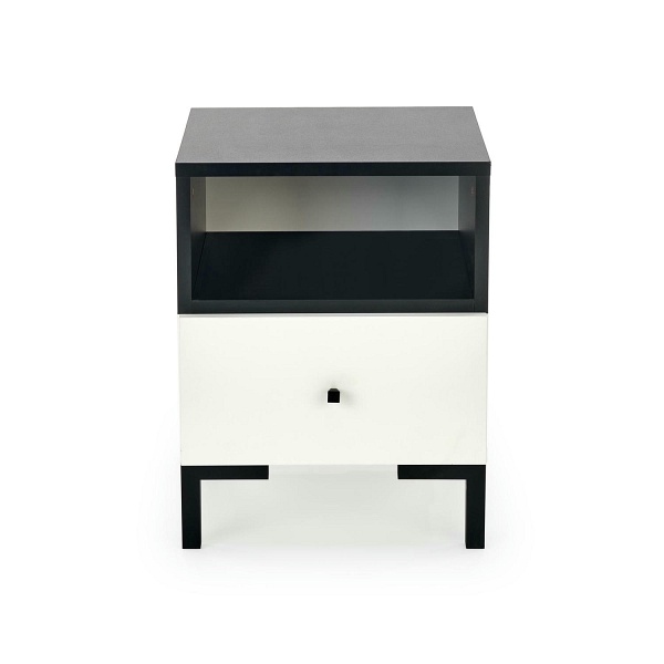 Szafka SILVIA nocna, biały - czarny - Halmar