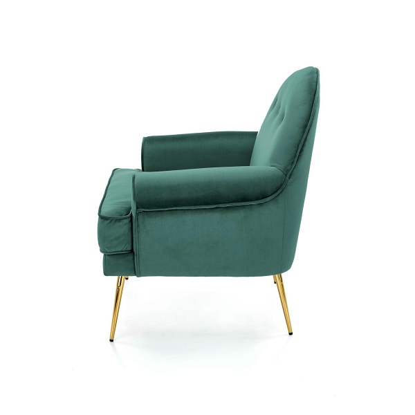 Fotel SANTI wypoczynkowy ciemny zielony / złoty - Halmar
