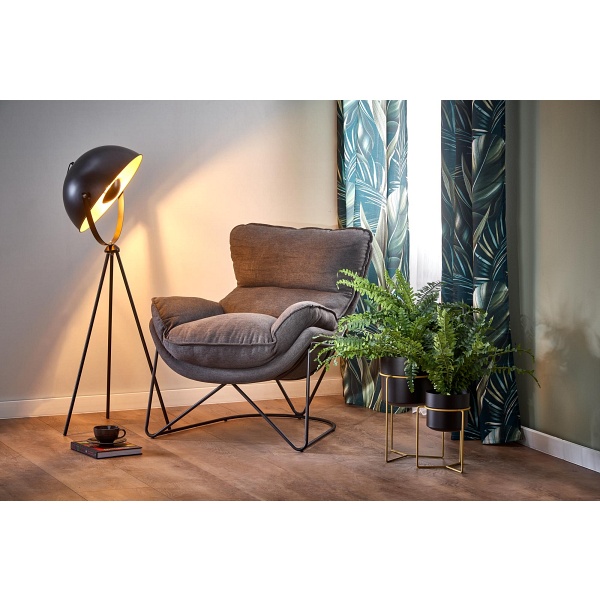 Fotel VOLKER wypoczynkowy c.popiel / czarny - Halmar