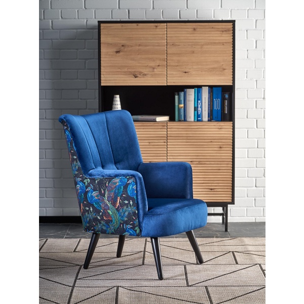 Fotel PAGONI wypoczynkowy granatowy / czarny - Halmar