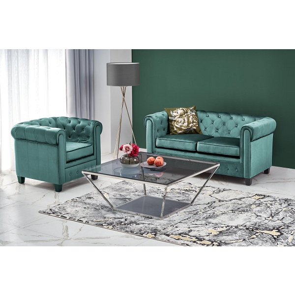 Fotel ERIKSEN wypoczynkowy ciemny zielony / czarny - Halmar