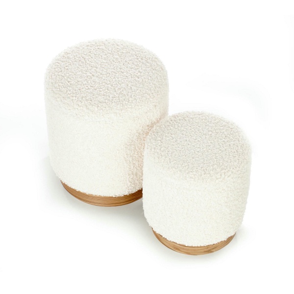 CANCUN zestaw 2 puf, kremowy / naturalny - Halmar