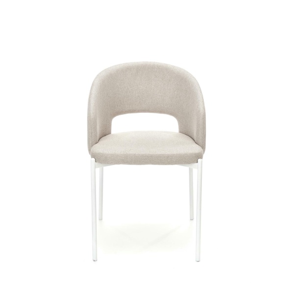 Krzesło beżowe z białymi nogami