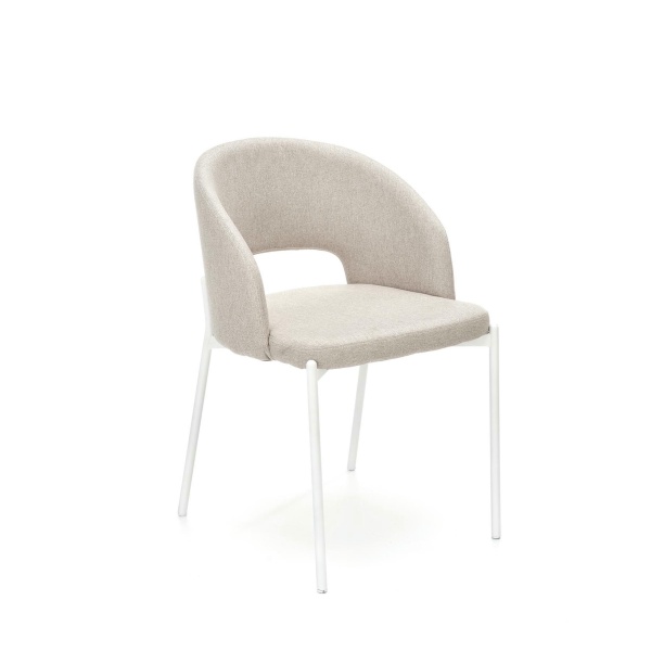 Krzesło beżowe z białymi nogami