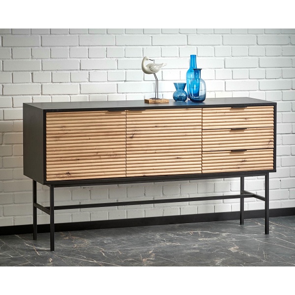 Komoda MURANO KM-1 dąb artisan/czarny - Halmar