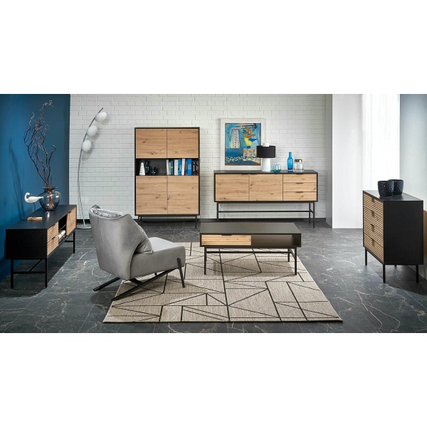 Komoda MURANO KM-2 dąb artisan/czarny - Halmar