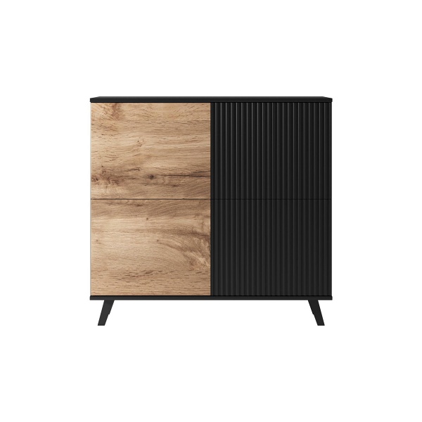 Komoda RANDOM KM-2 dąb wotan/czarny - Halmar